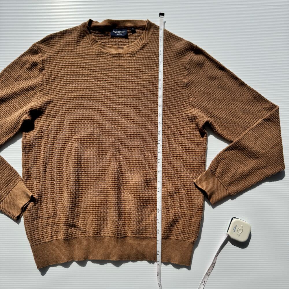 Dan John Textured Knit Long Sleeve Shirt Carmel Brown Men's XL Old Money Euro - Picture 5 of 15